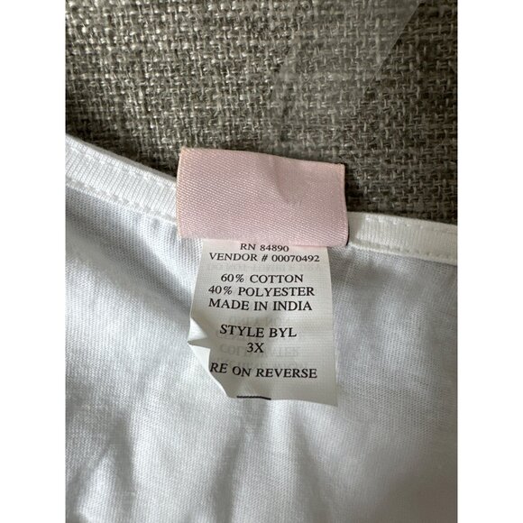 Adrian Delafield Womens Plus Size 3X White Tunic Top Loose Fit Cotton Blend - Picture 4 of 8